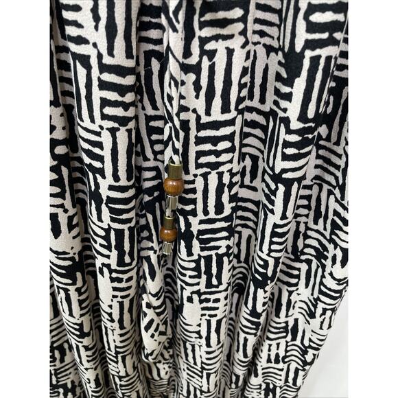 Ella Moss Jumpsuit Black‎ Cream Print Sleeveless Drawstring Waist L NWT Abstract - Picture 7 of 16